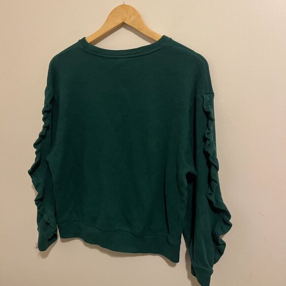 A New Day Green Ruffle Sleeve Sweatshirt – Size M - Picture 4 of 4